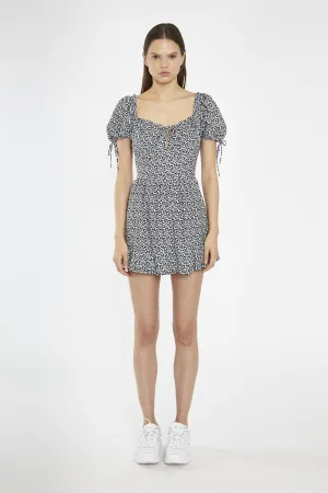 Black-Multi Daisy Tie-Back Playsuit