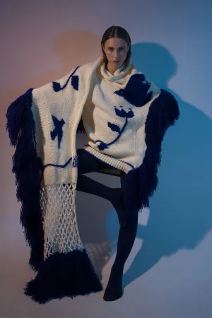 Bluebird Oversized Hand-Knit Cardigan & Scarf Set
