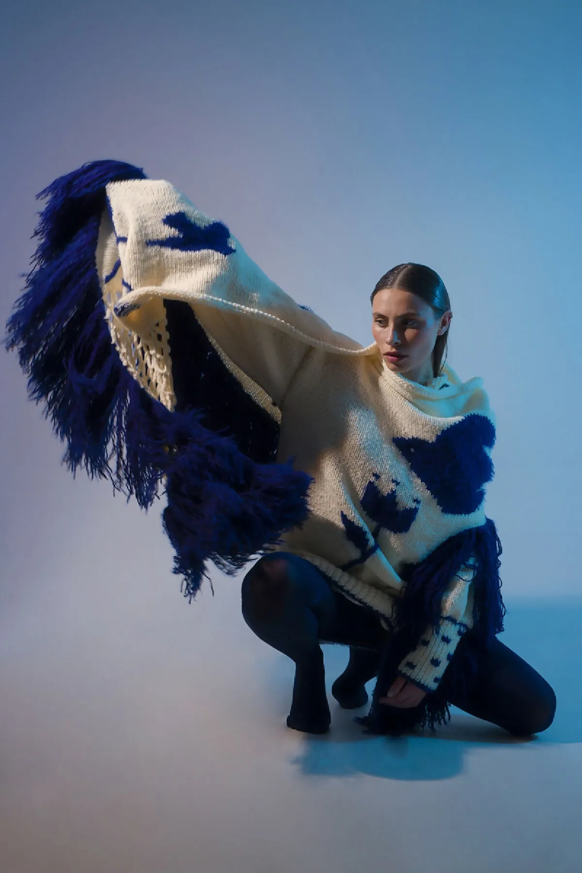 Bluebird Oversized Hand-Knit Cardigan & Scarf Set