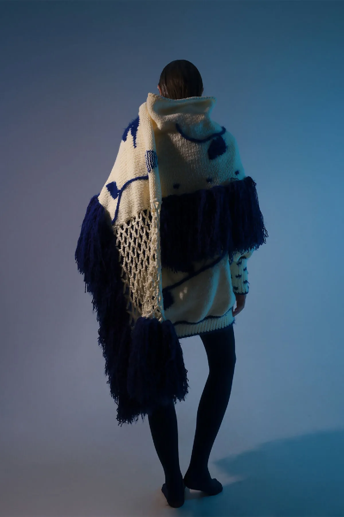 Bluebird Oversized Hand-Knit Cardigan & Scarf Set