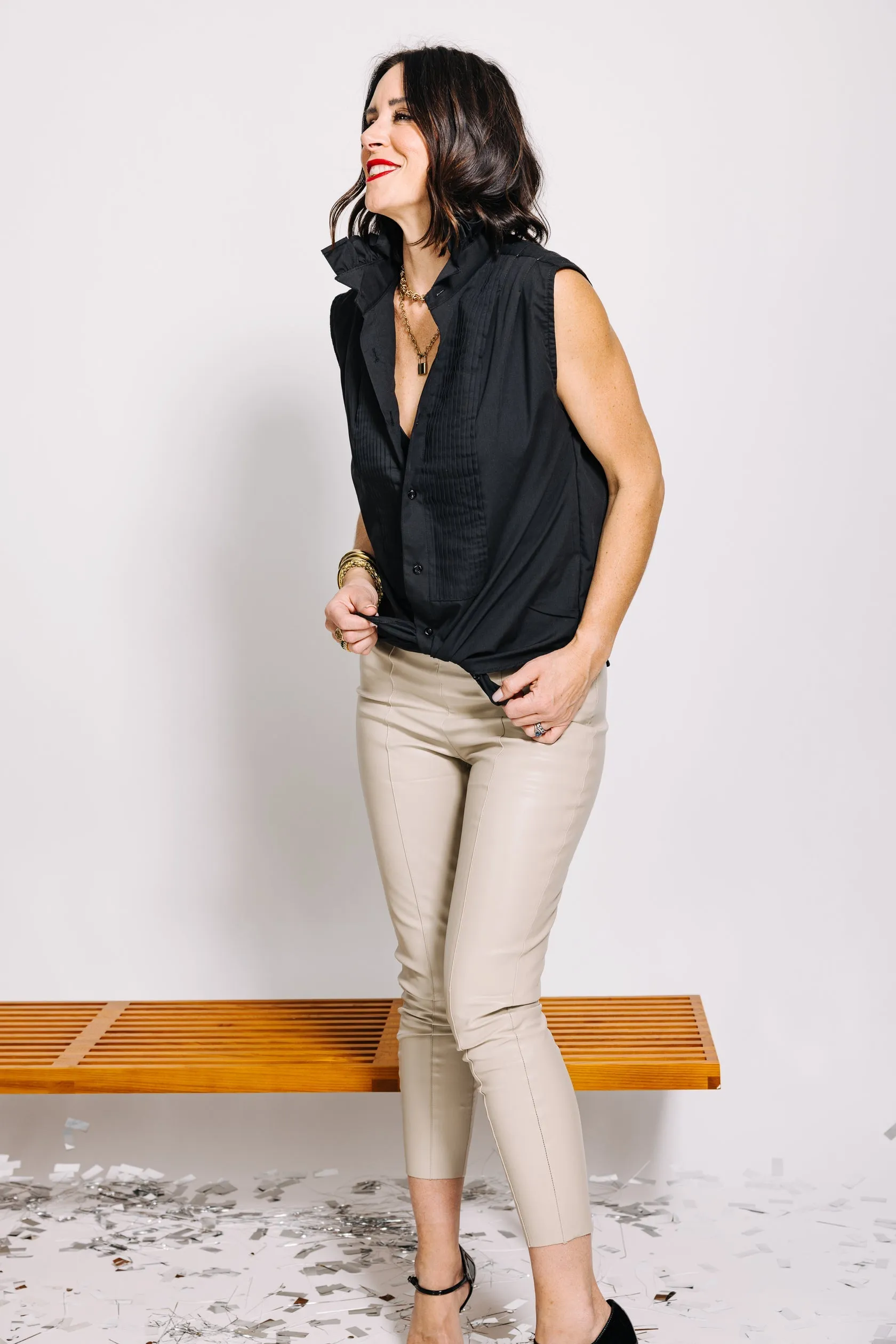 Bonsoir Sleeveless Tux Shirt