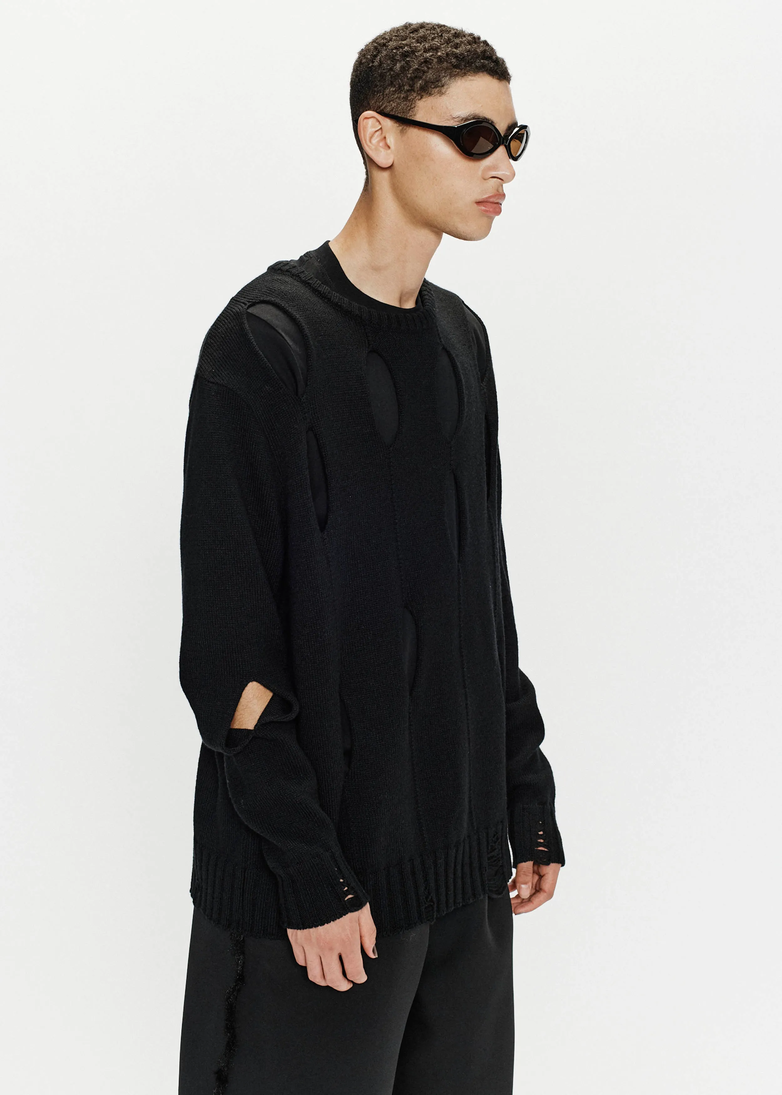 Diamond Oversized Sweater - Diamond Knit (Black)