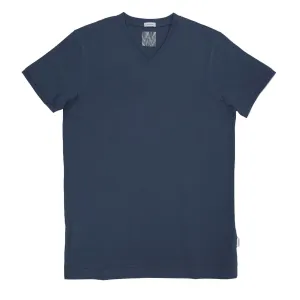 FITTED COTTON JERSEY V-NECK T-SHIRT WITH RAW EDGED SEAMS AND W LOGO INTERIOR PRINT