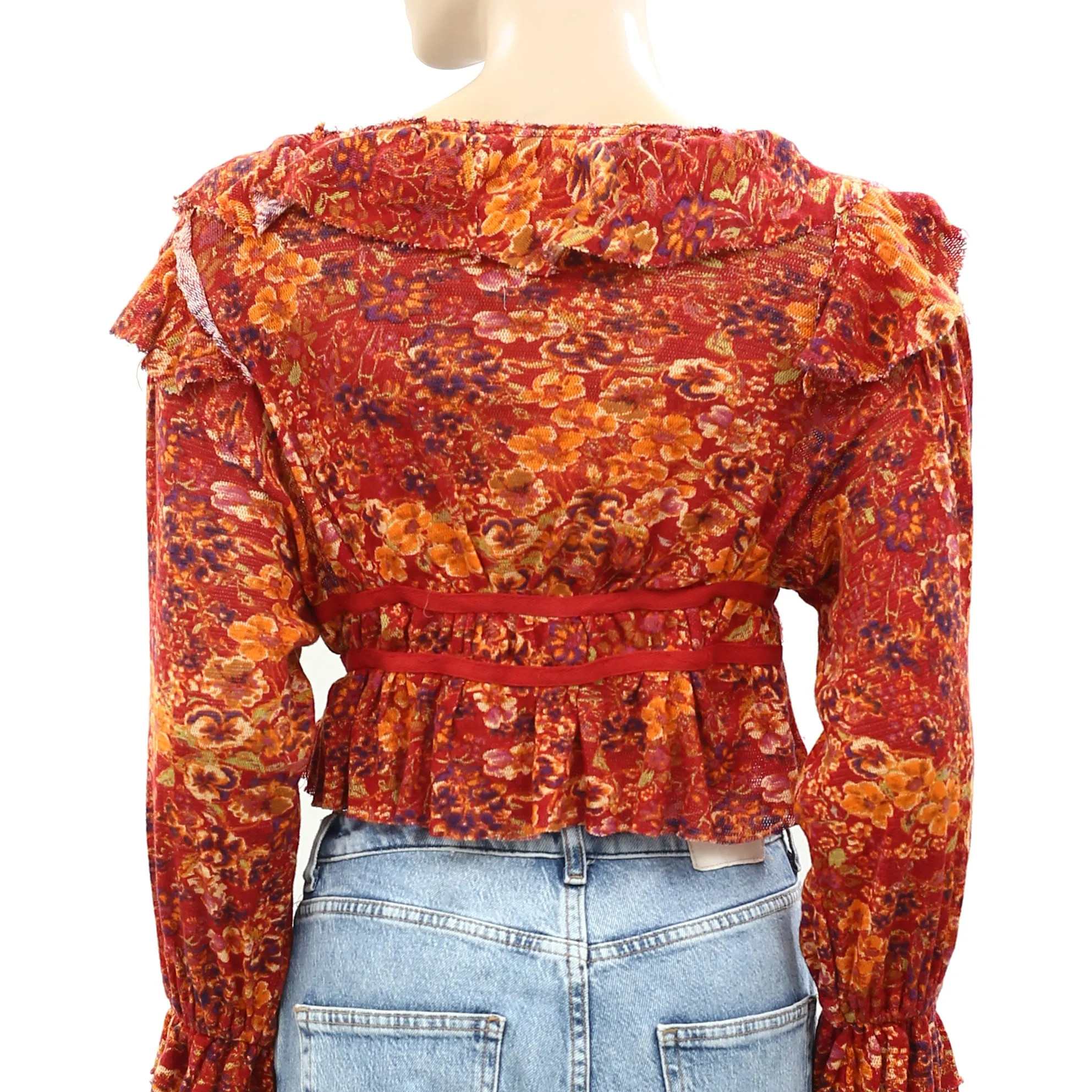 Free People Rudi Floral Printed Ruffle Cropped Top