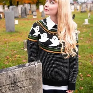 Ghost Long Sleeve Loose Knitted Sweate