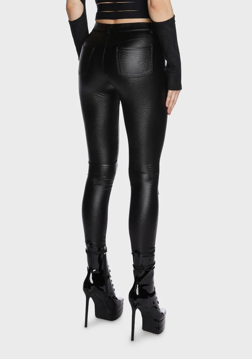 Gothic Fishnet Skinny Vegan Leather Pants