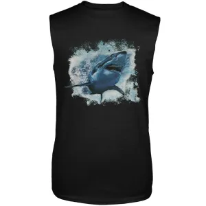Great White Shark Black Adult Sleeveless Shirt