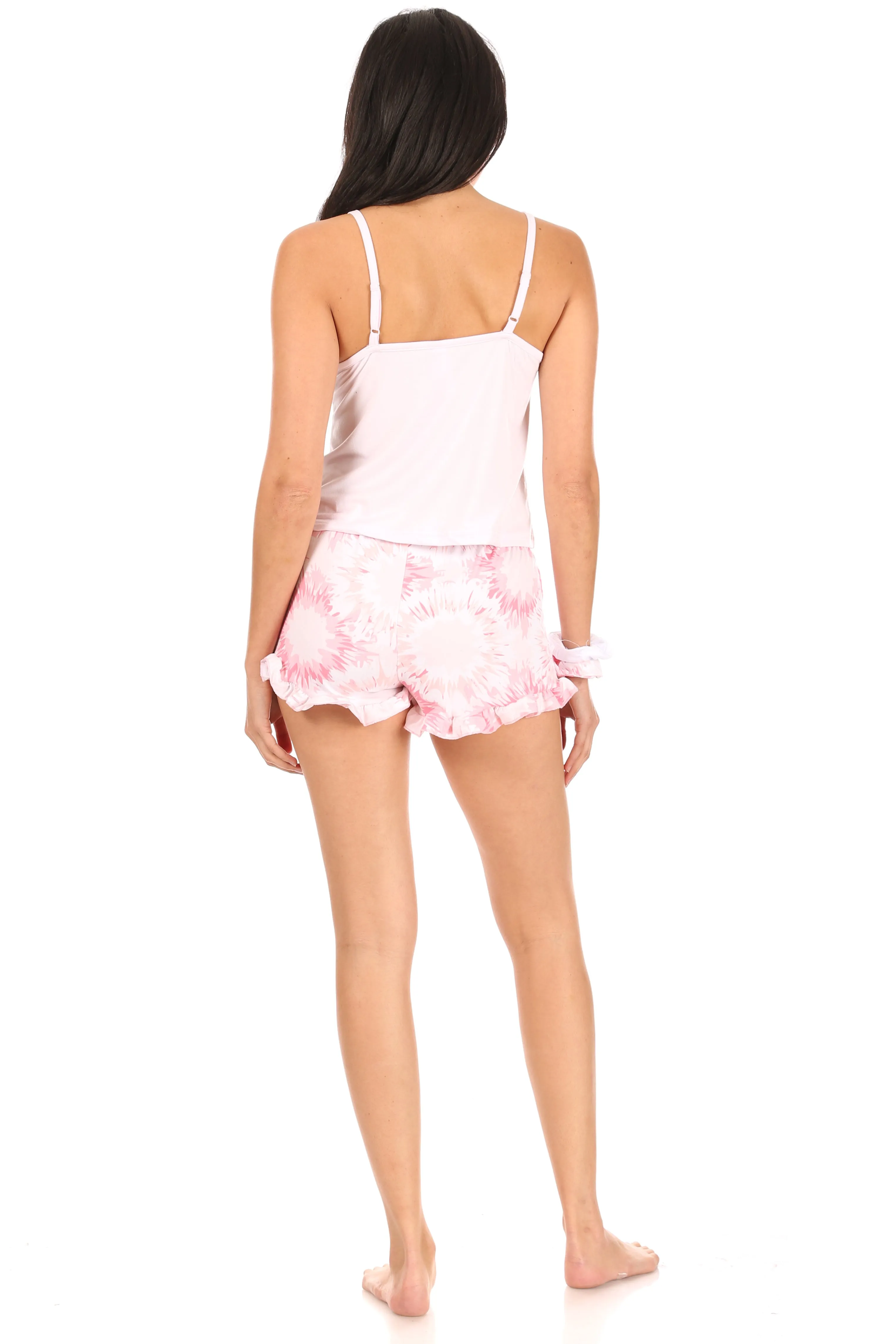 Hey Sunday Cami and Ruffle Shorts Pajama Set with Scrunchies