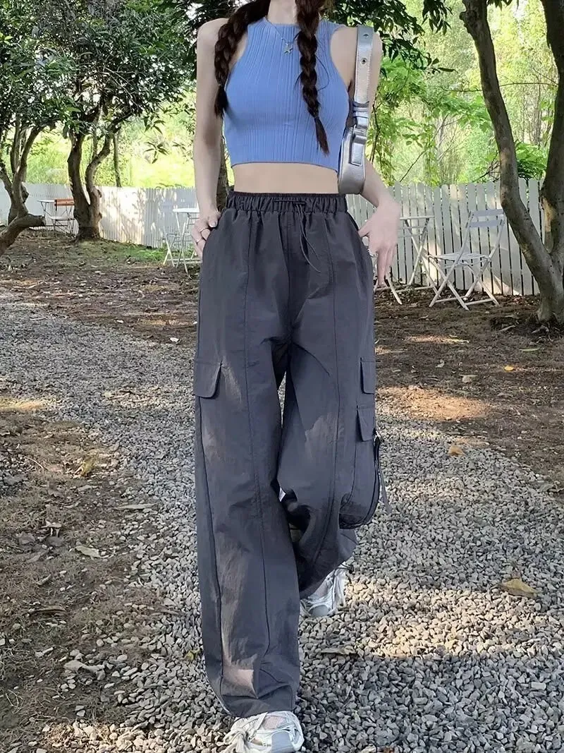 High-waisted Drawstring Leg Movement Pants