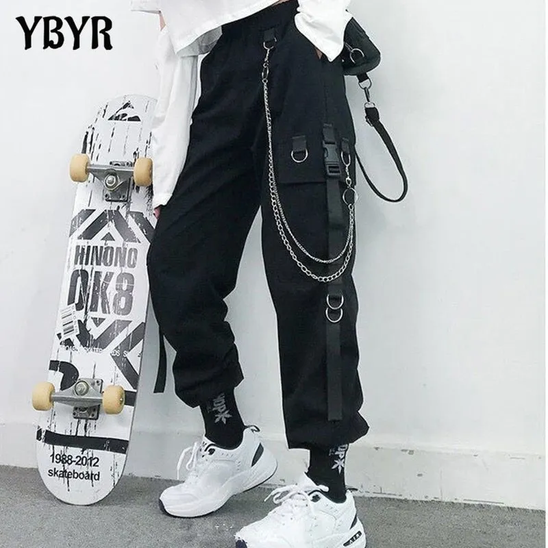High Waisted Gothic Cargo Pants - Gothic Cargo Pants Women Techwear Y2k Cyber goth Cyberpunk Dark Academia Cyber Fashion Edgy Alt Dark Academia