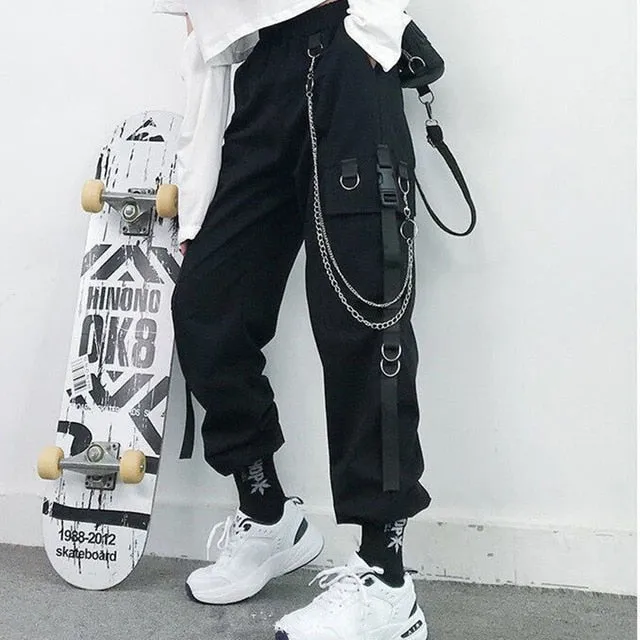 High Waisted Gothic Cargo Pants - Gothic Cargo Pants Women Techwear Y2k Cyber goth Cyberpunk Dark Academia Cyber Fashion Edgy Alt Dark Academia