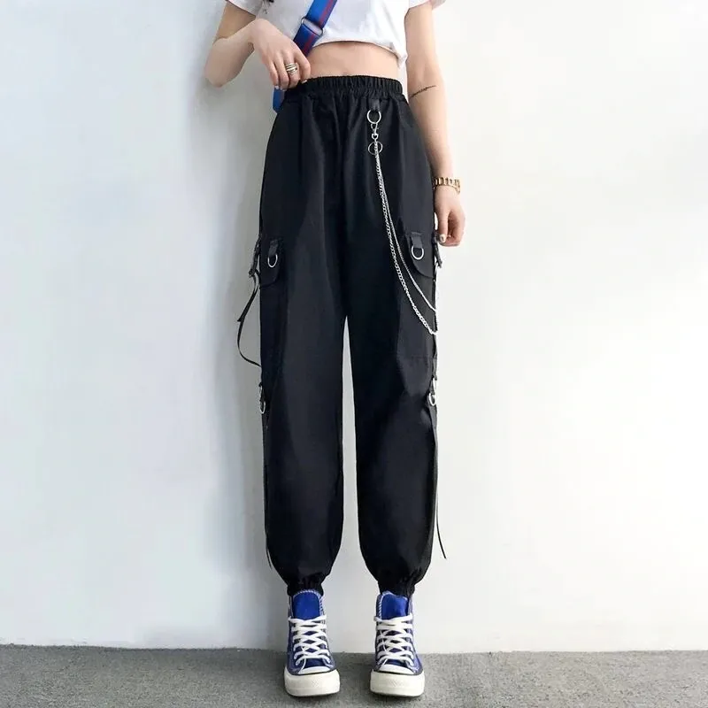 High Waisted Gothic Cargo Pants - Gothic Cargo Pants Women Techwear Y2k Cyber goth Cyberpunk Dark Academia Cyber Fashion Edgy Alt Dark Academia