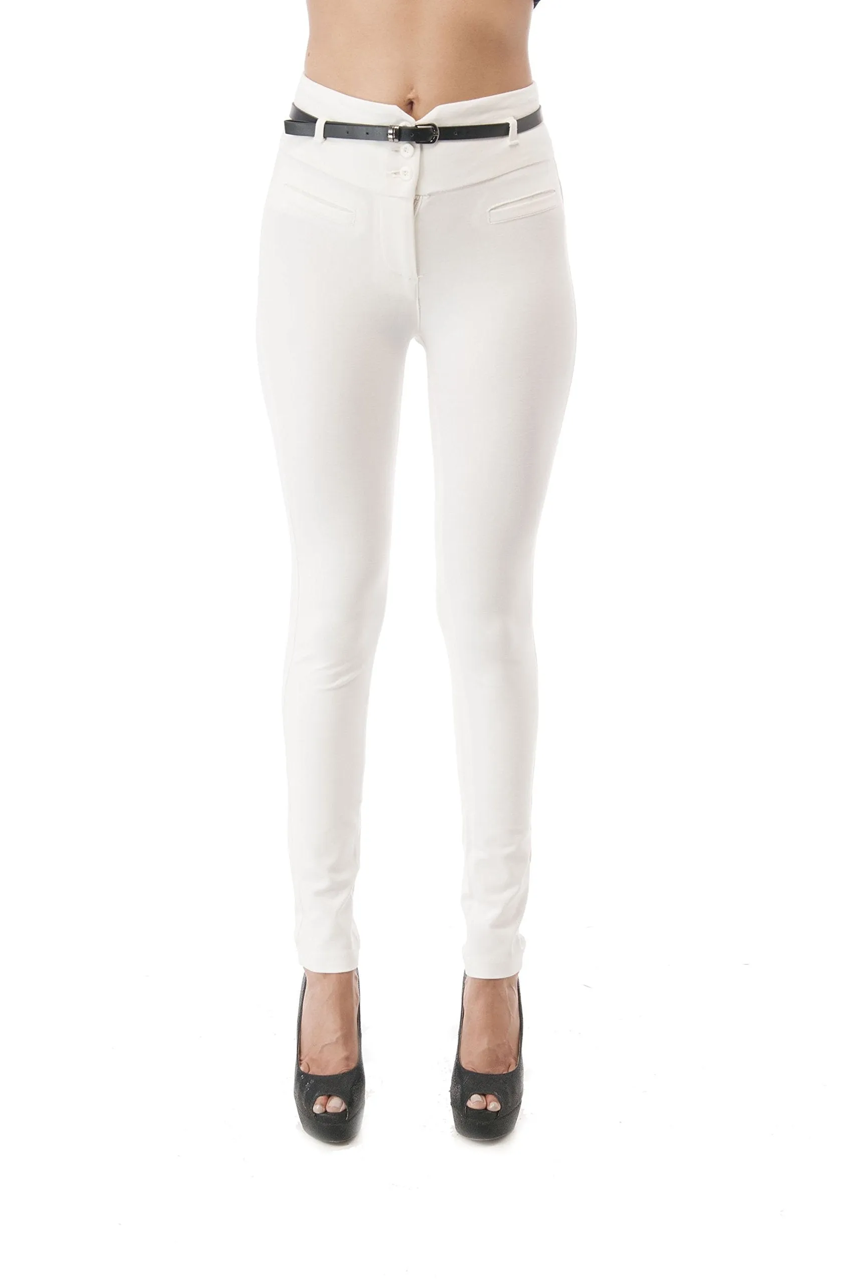 Hollywood Star Fashion High Waisted Long Skinny Pants With Belt