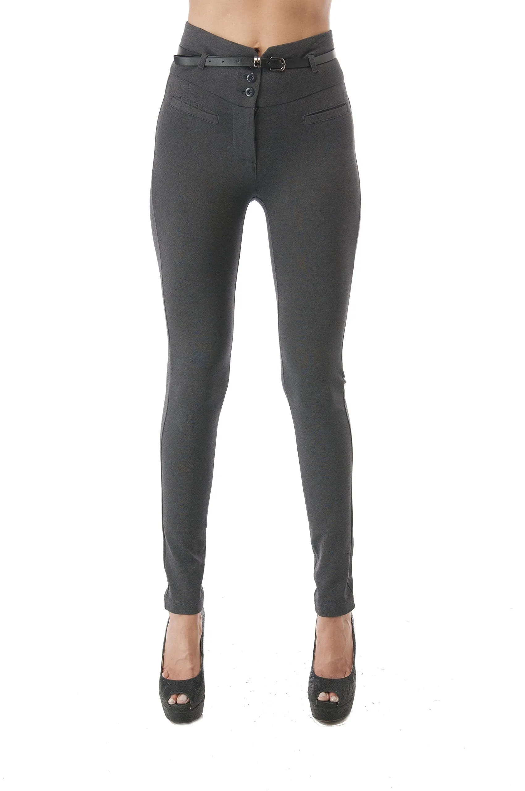 Hollywood Star Fashion High Waisted Long Skinny Pants With Belt