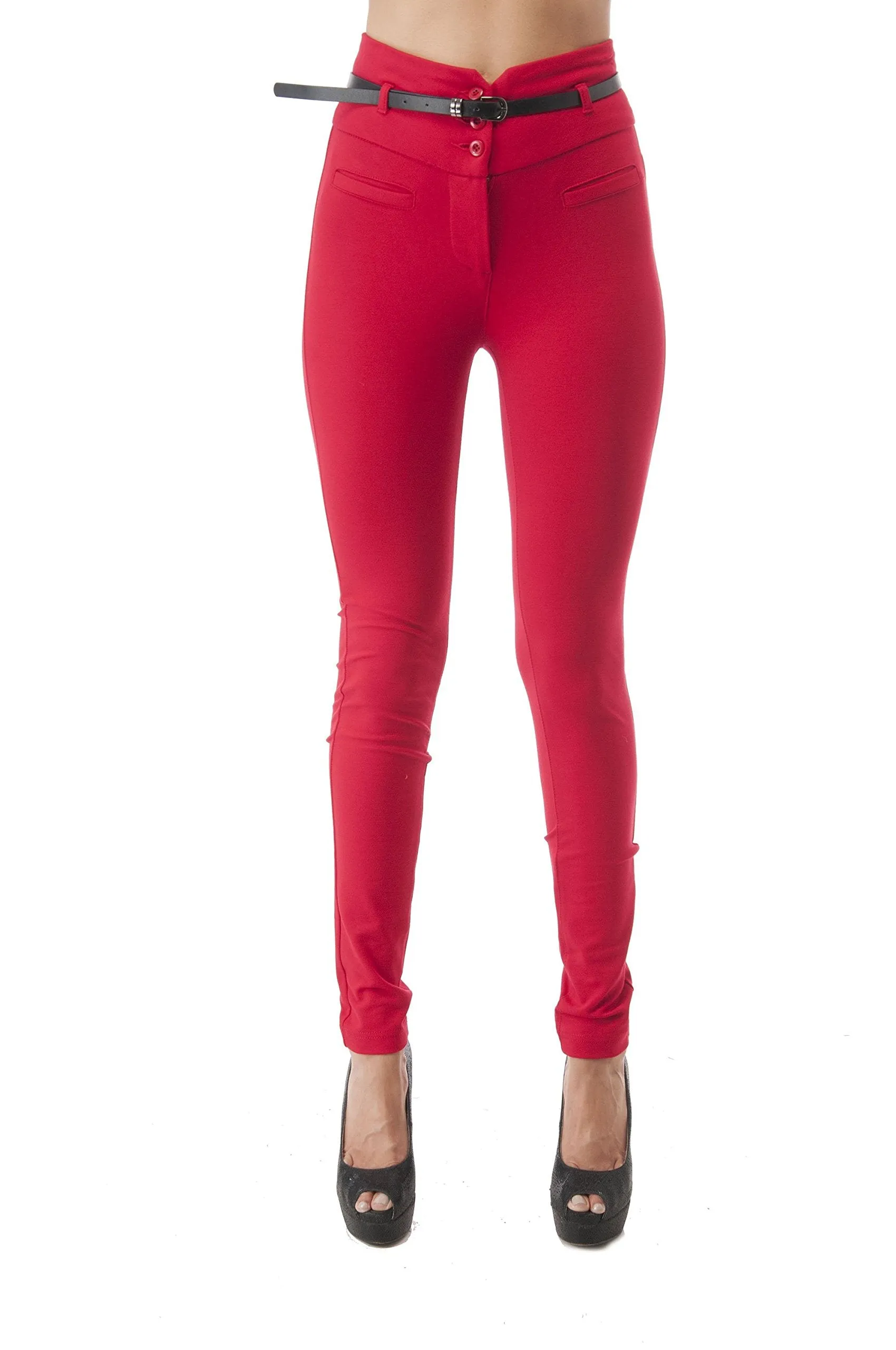Hollywood Star Fashion High Waisted Long Skinny Pants With Belt