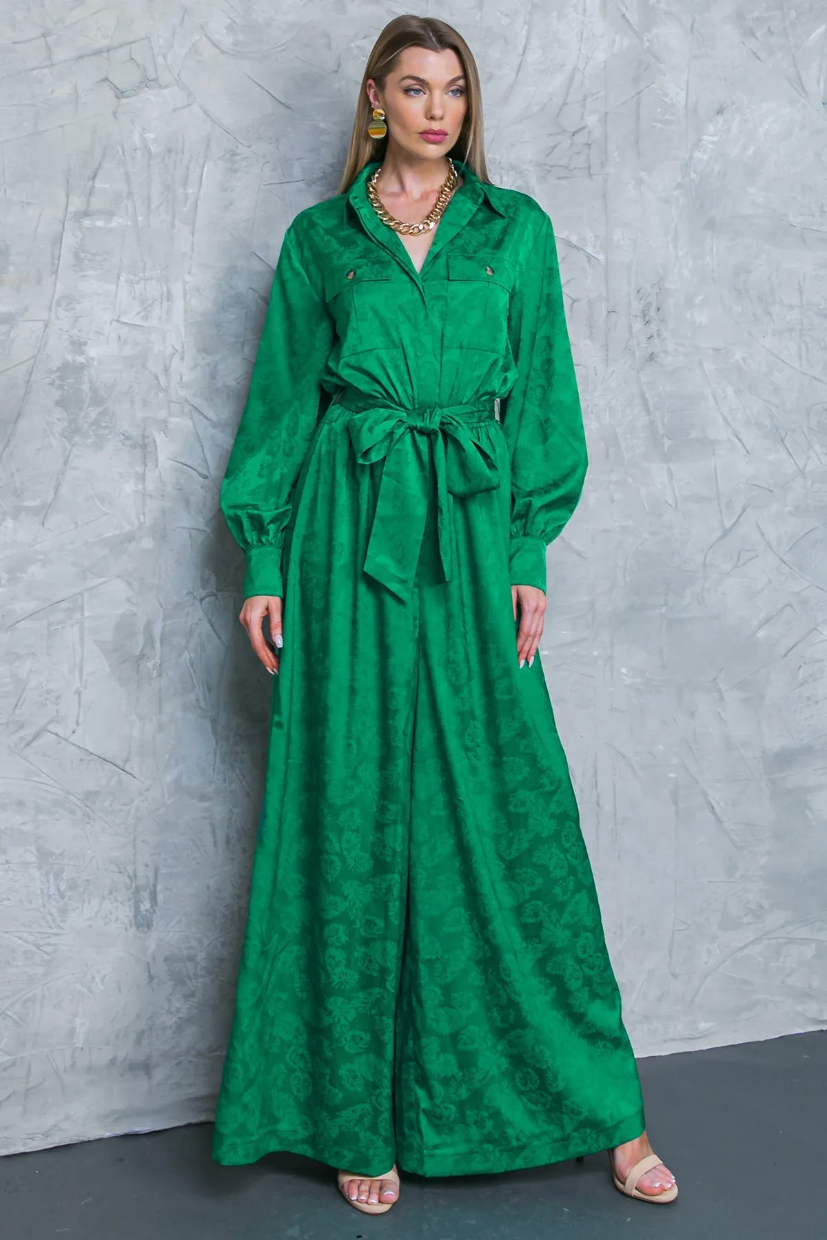Jacquard Satin Jumpsuit
