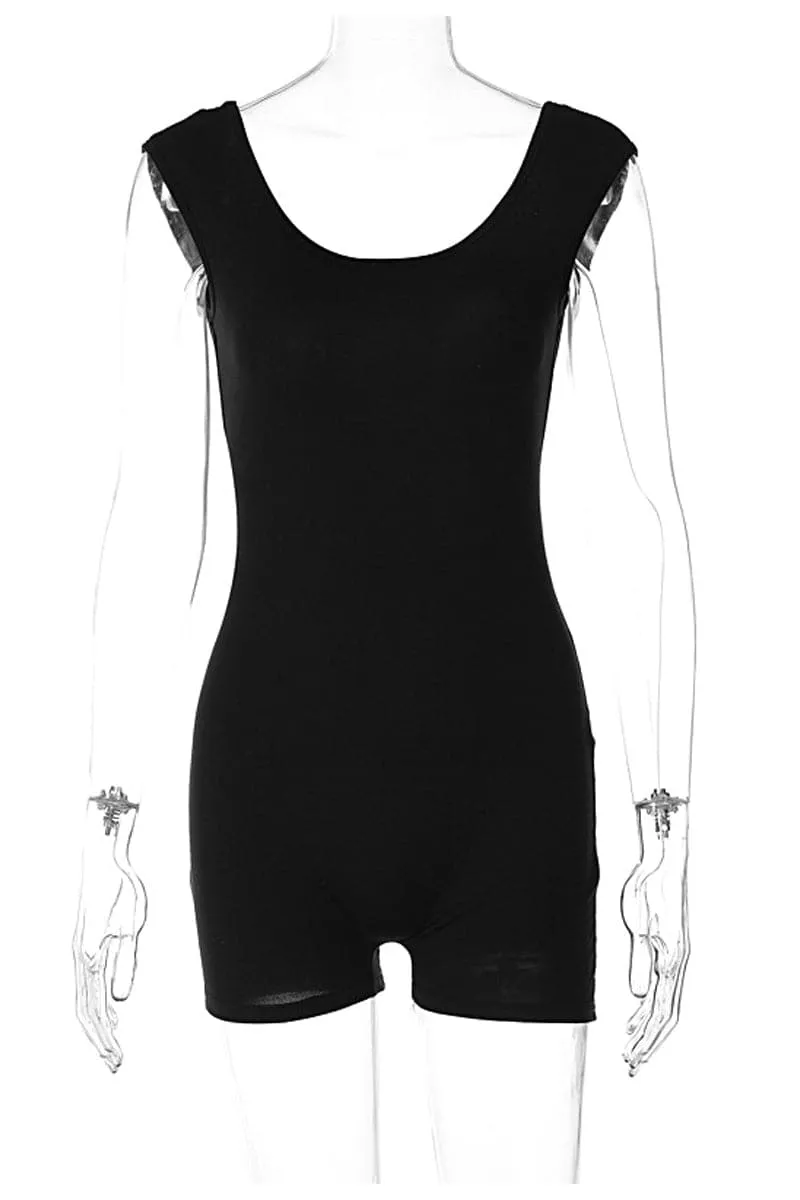 JB714 Sleeveless Backless Skinny Romper