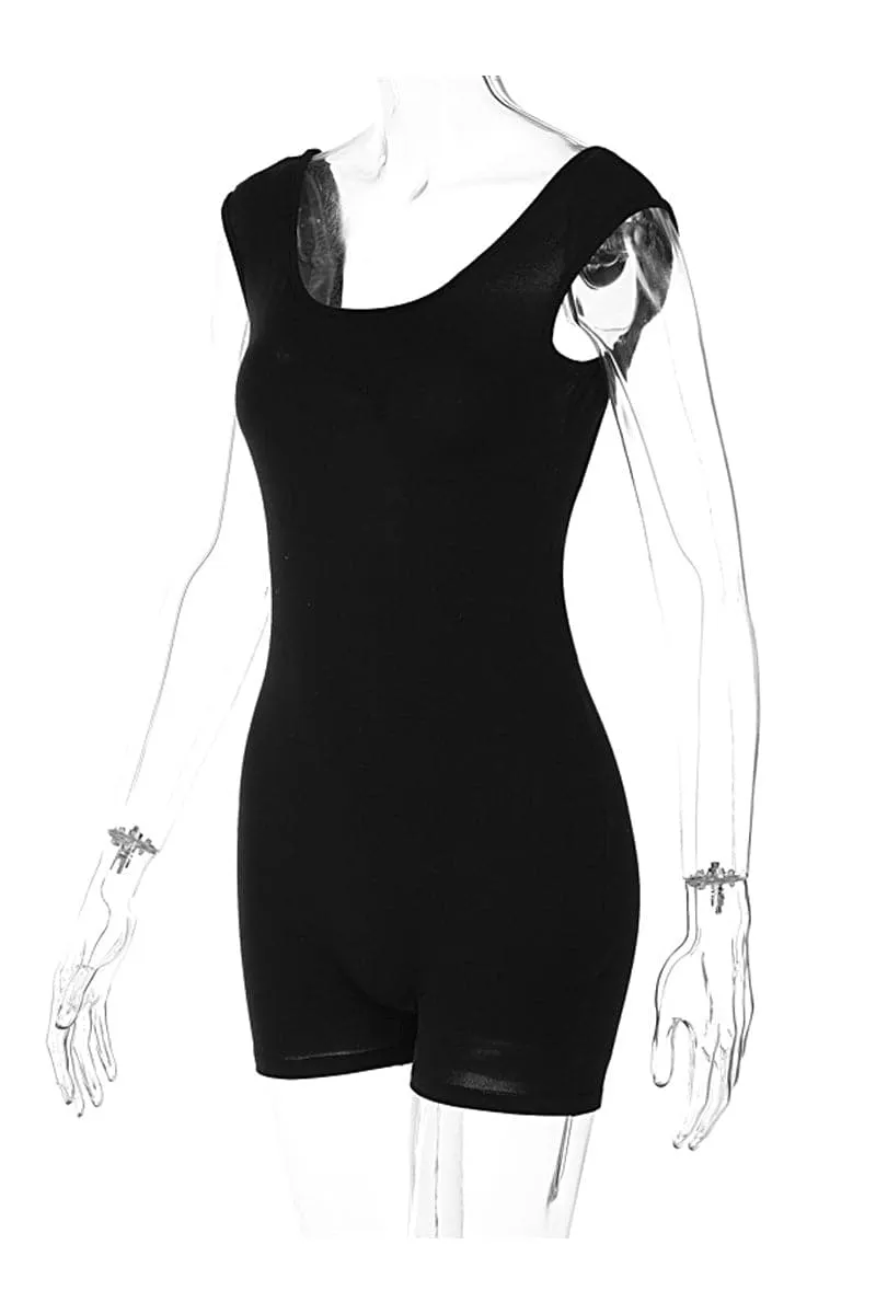JB714 Sleeveless Backless Skinny Romper