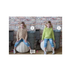 King Cole Kids Chunky Easy Knit Sweater and Cardigan Knitting Pattern 4970