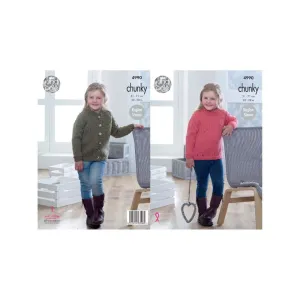 King Cole Kids Chunky Sweater and Cardigan Pattern 4990