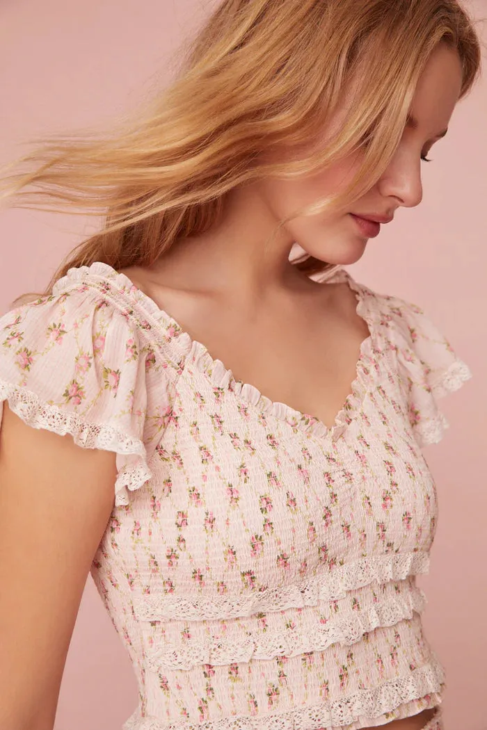 Loveshackfancy Beaming Top in Cherry Kisses