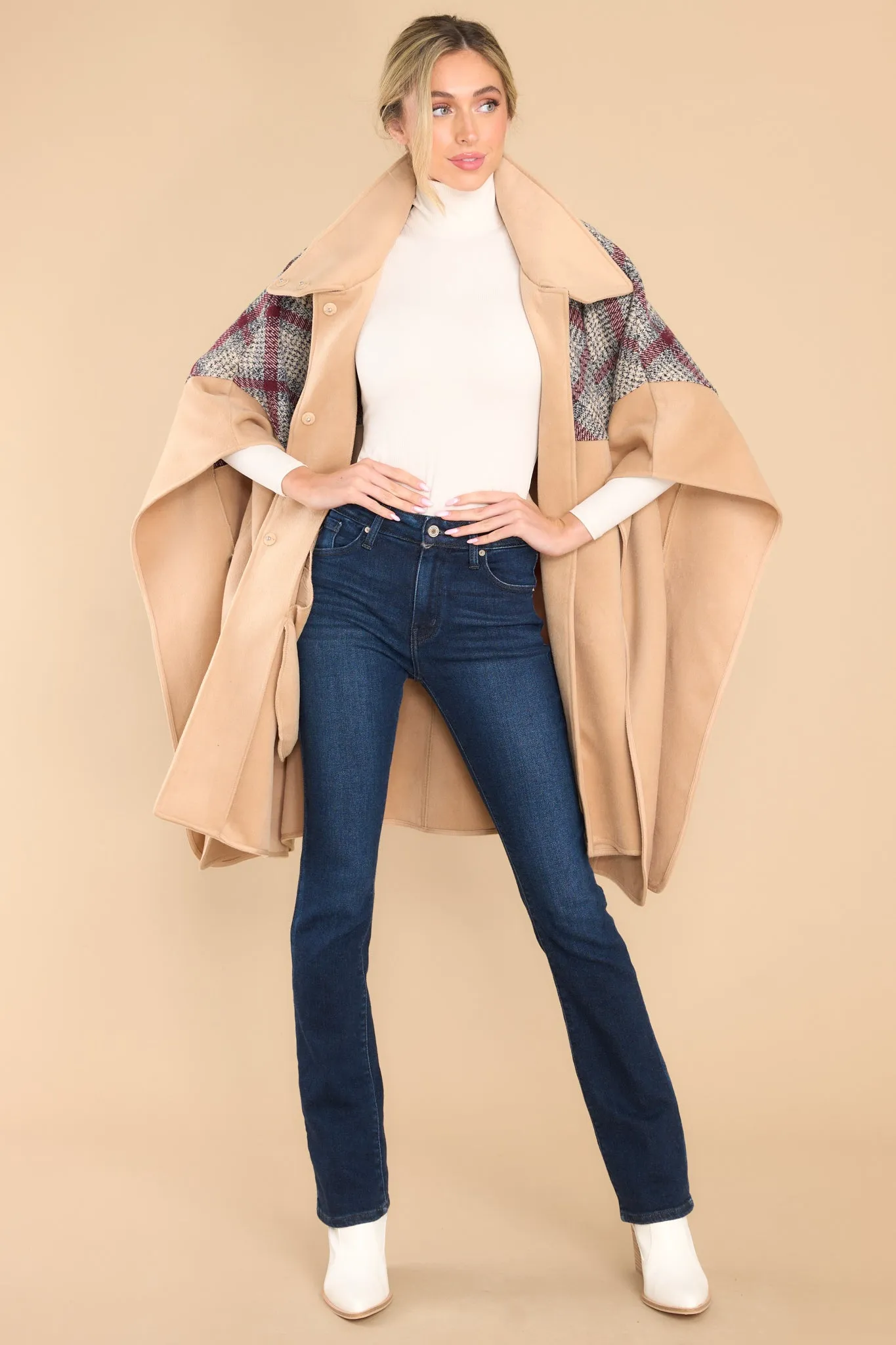 My Own Plans Beige Multi Plaid Coat