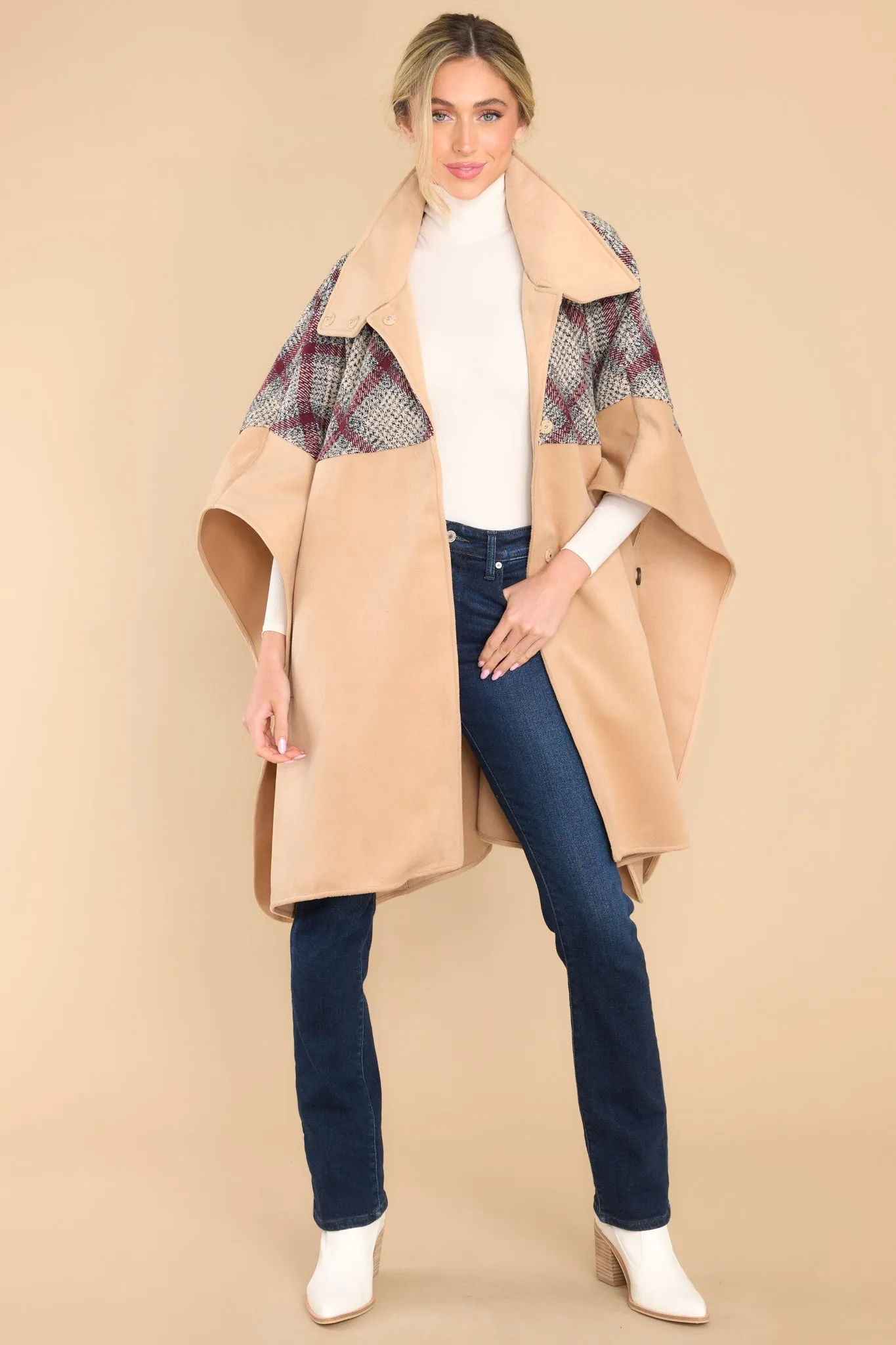 My Own Plans Beige Multi Plaid Coat