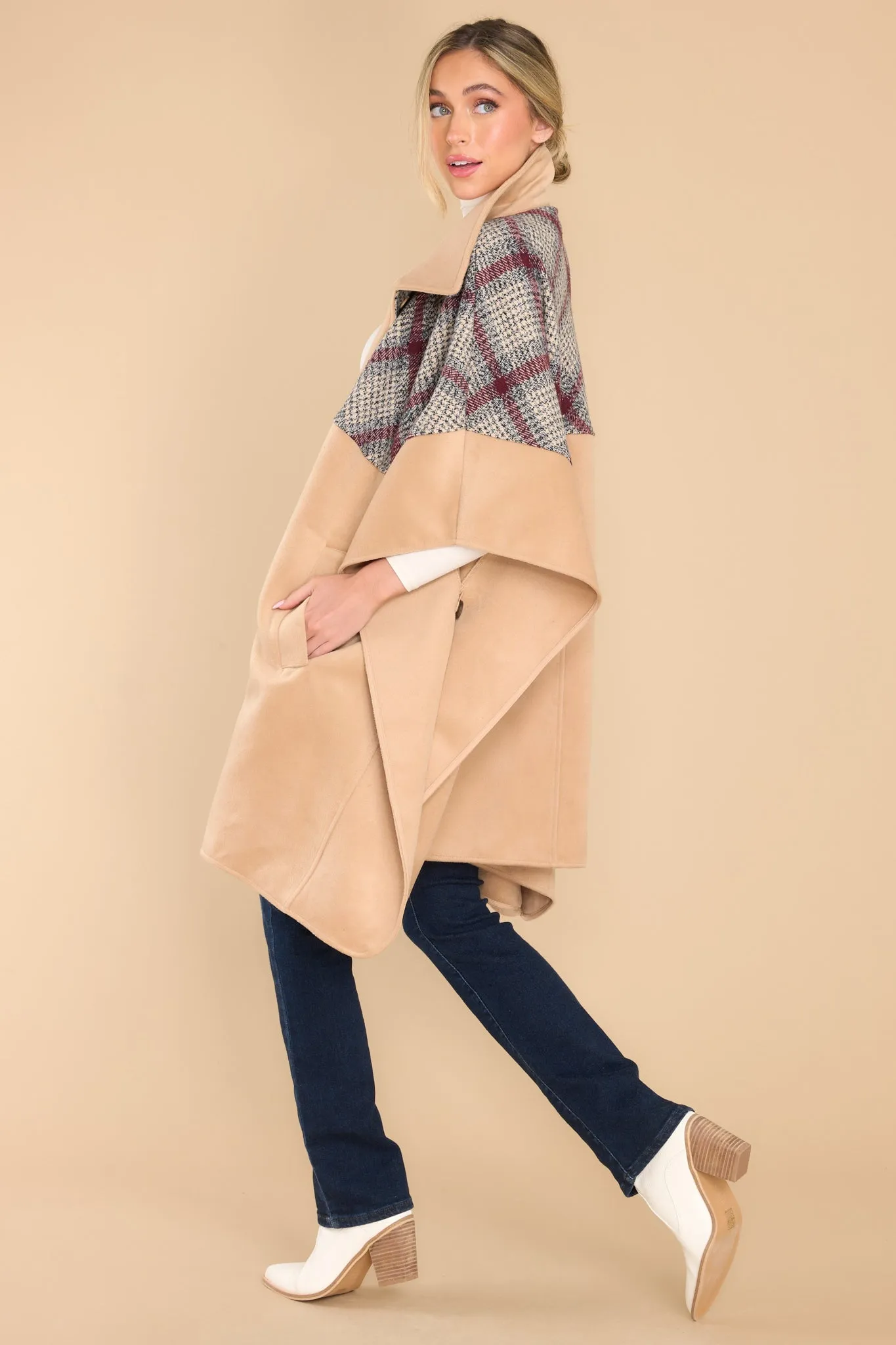 My Own Plans Beige Multi Plaid Coat