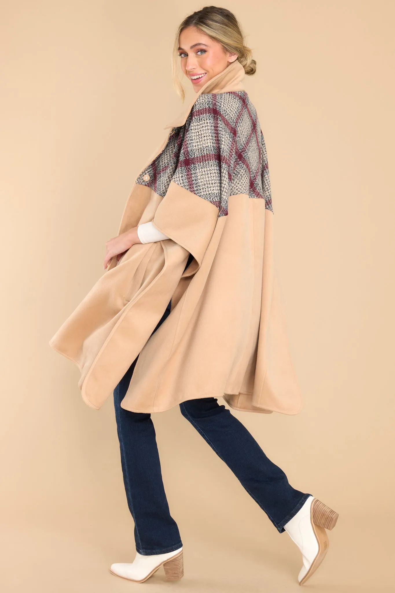My Own Plans Beige Multi Plaid Coat