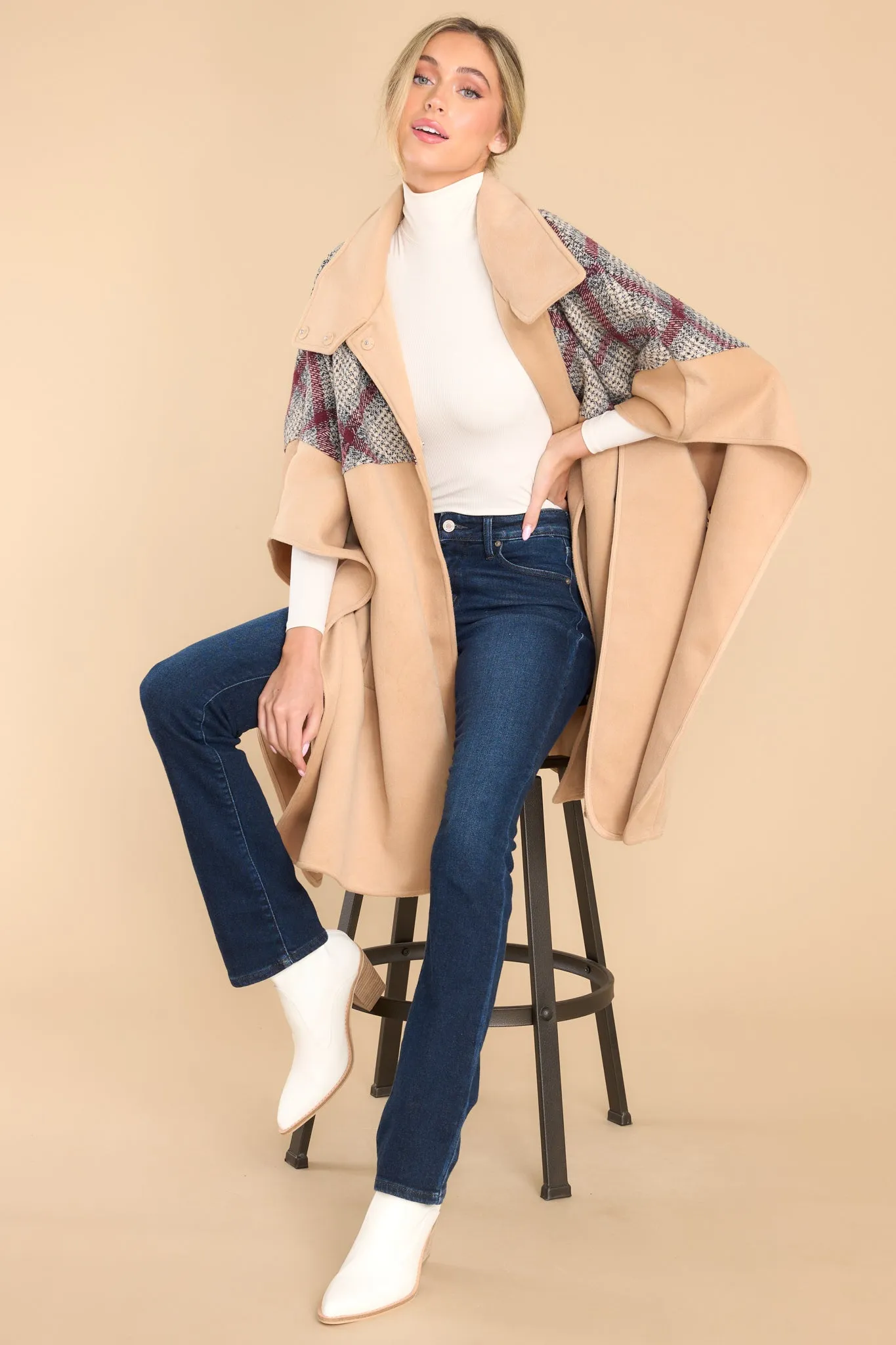 My Own Plans Beige Multi Plaid Coat