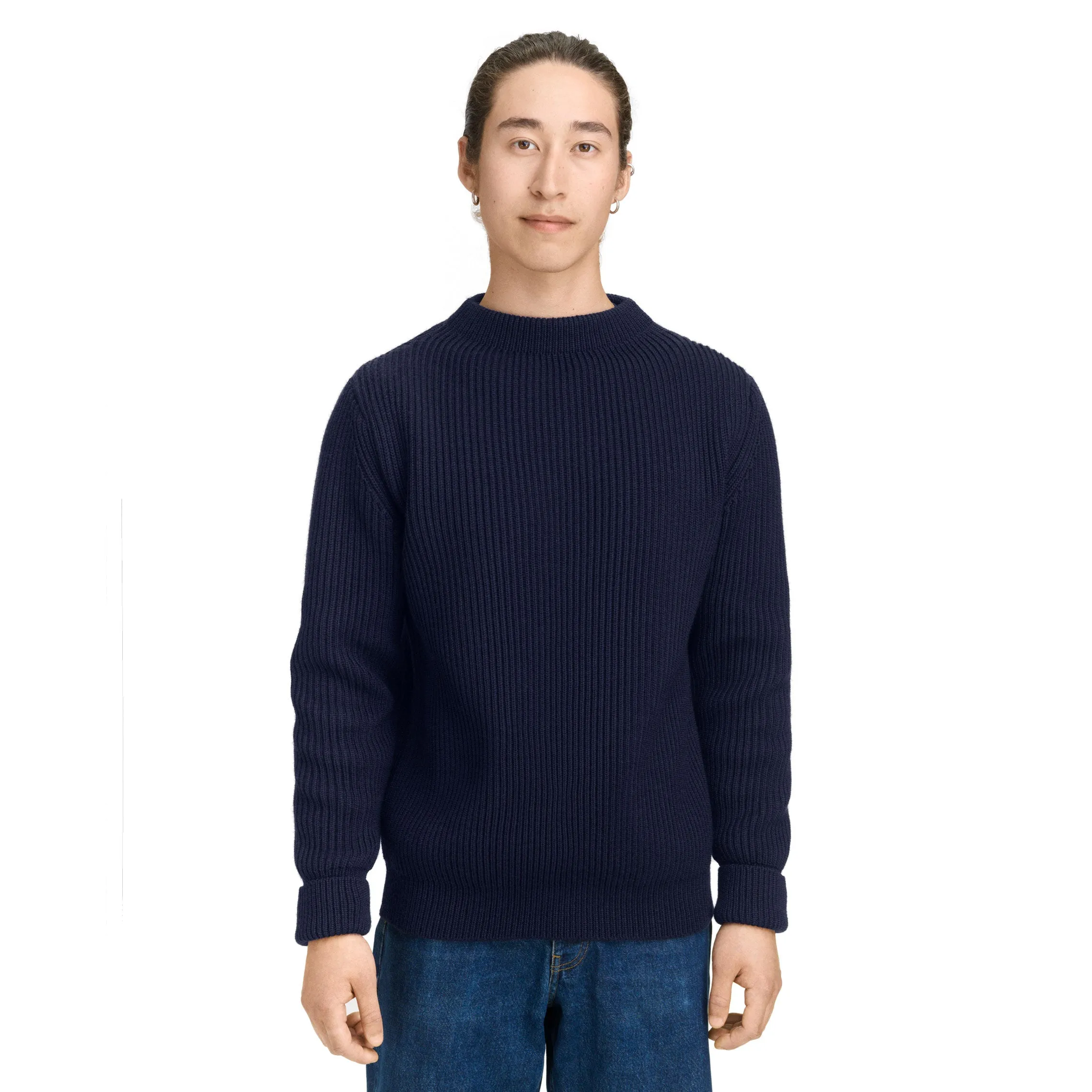 Navy Crewneck Orange