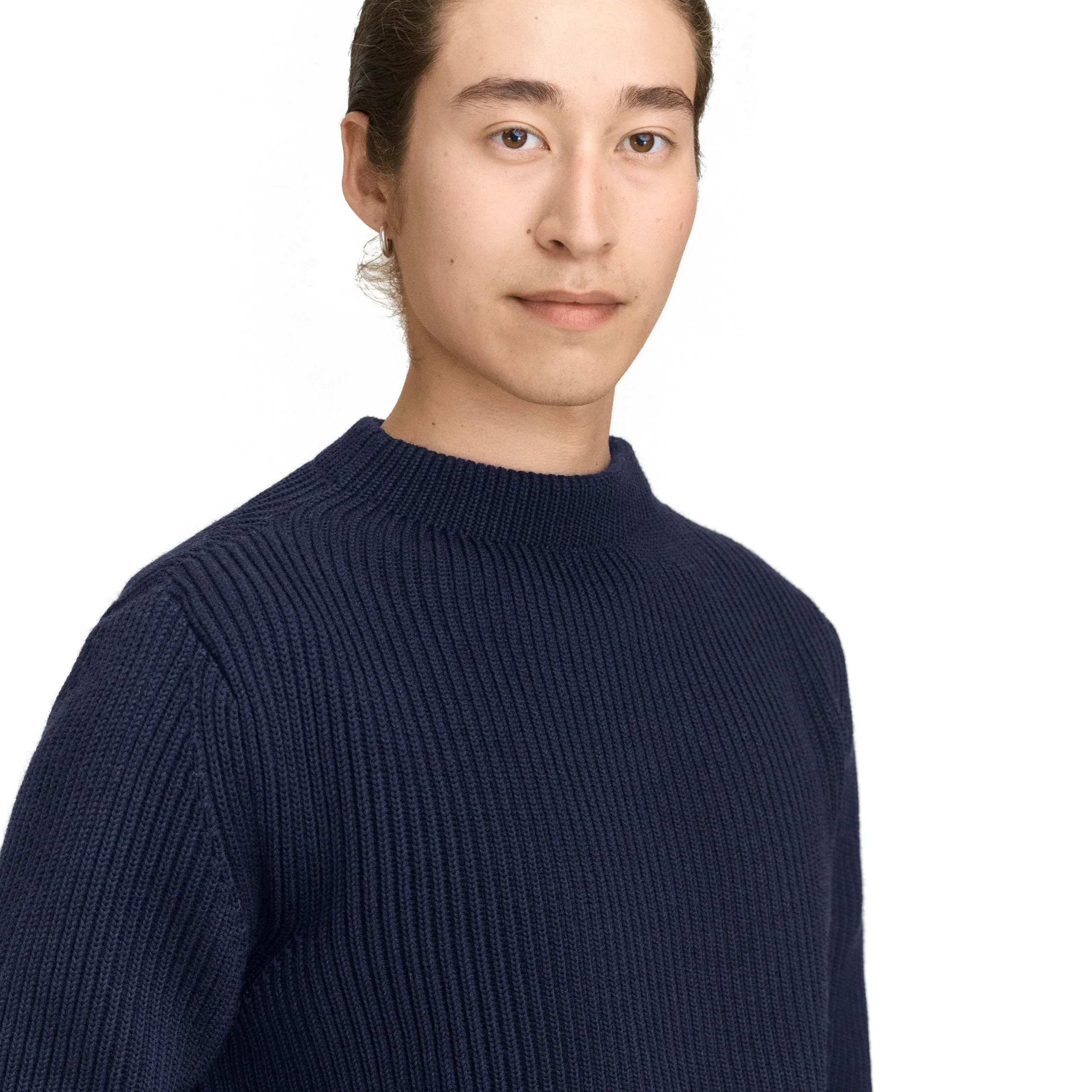 Navy Crewneck Orange