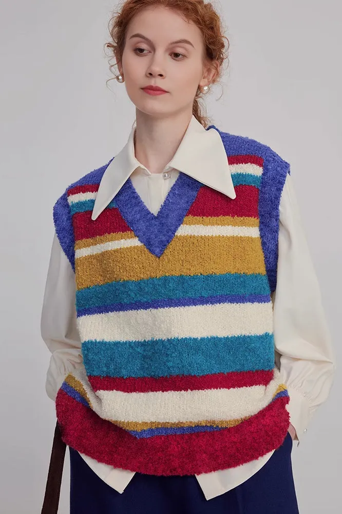Oversized Alpaca Wool Rainbow Sweater Vest