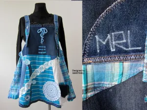 Plus Size  Denim Jumper Dress,XL/2XL Dungarees Dress