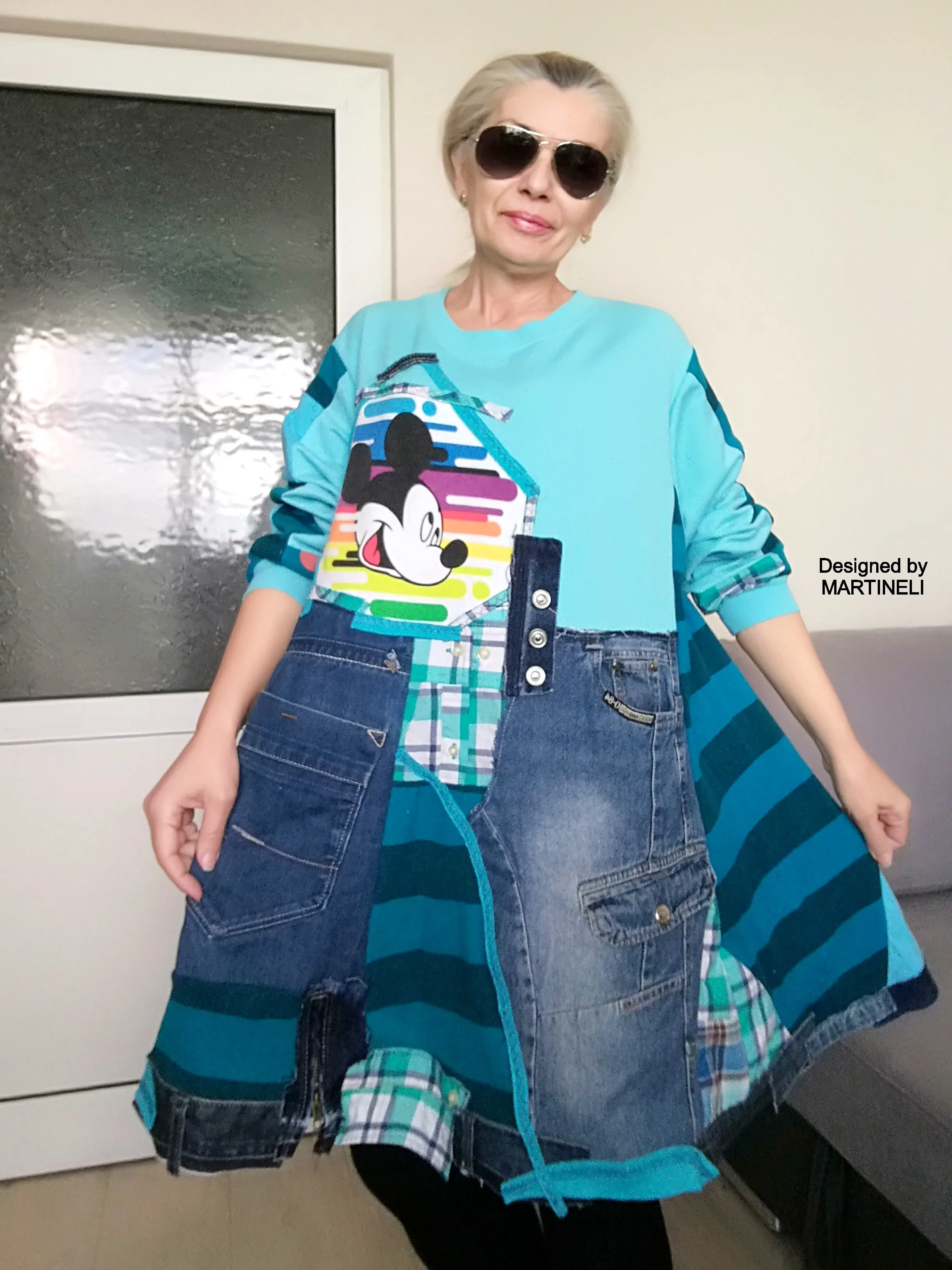 PLUS SIZE MICKEY MOUSE SWEATSHIRT DRESS 3X BOHO DENIM OUTFITS