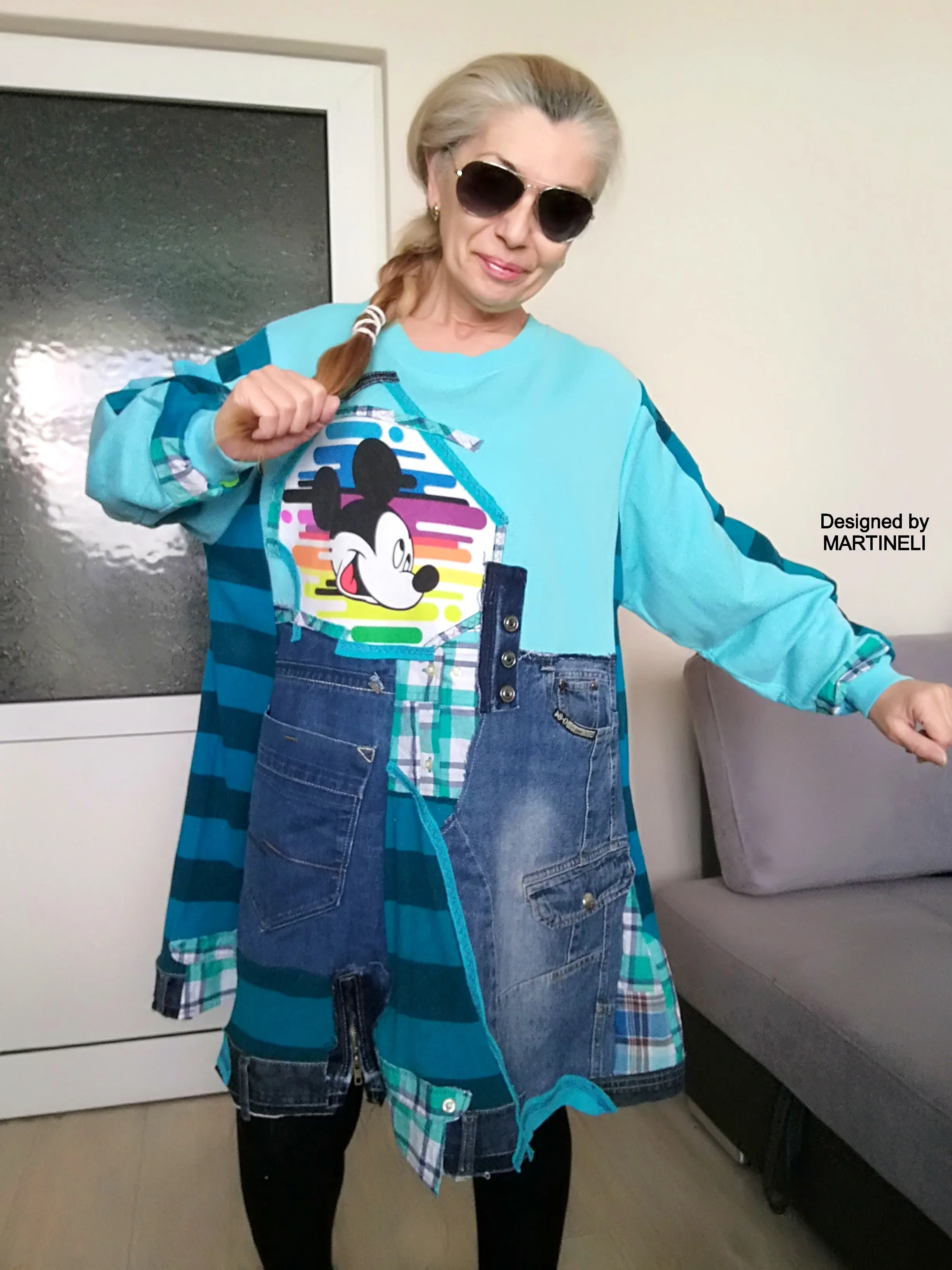 PLUS SIZE MICKEY MOUSE SWEATSHIRT DRESS 3X BOHO DENIM OUTFITS