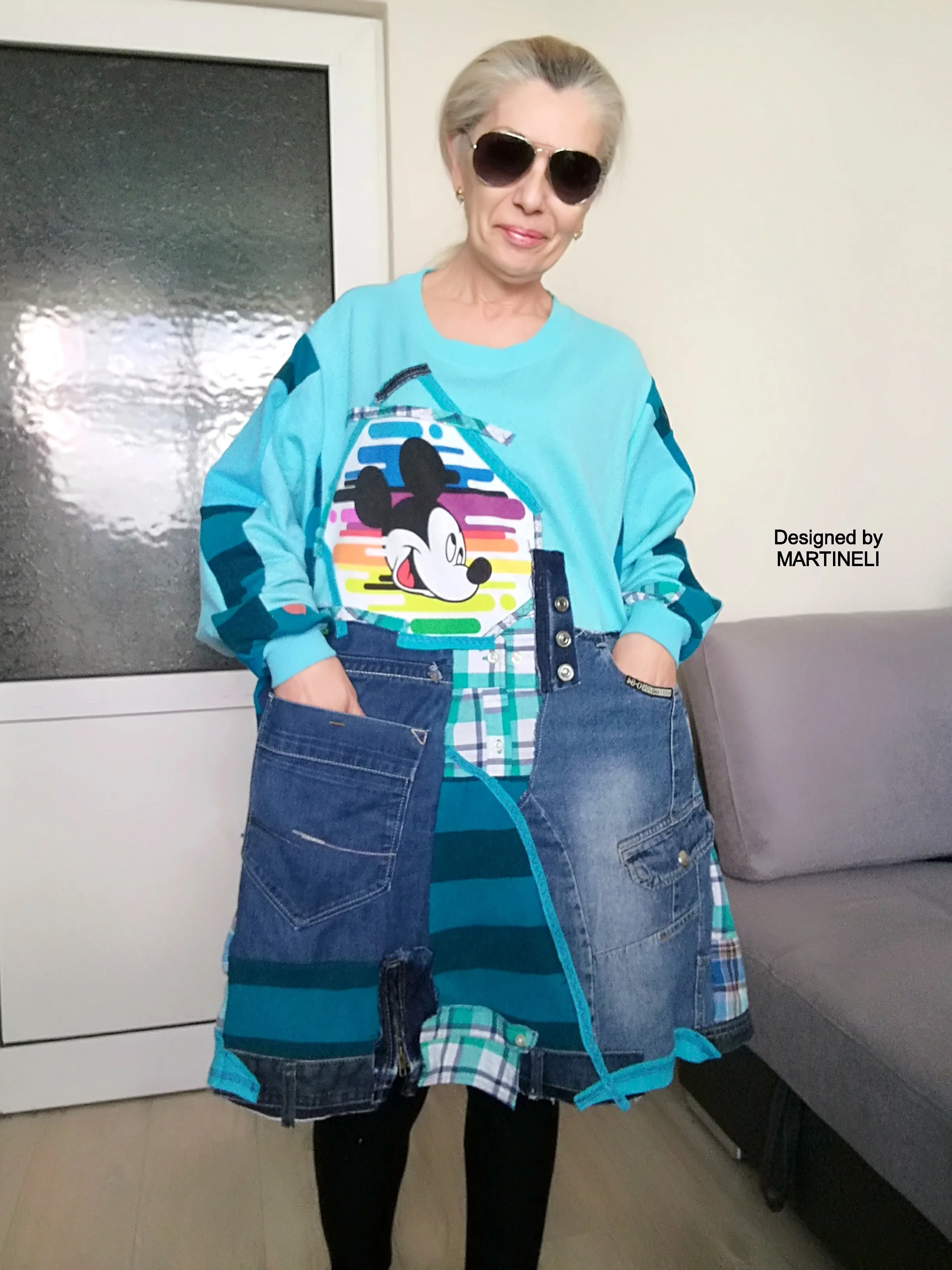 PLUS SIZE MICKEY MOUSE SWEATSHIRT DRESS 3X BOHO DENIM OUTFITS