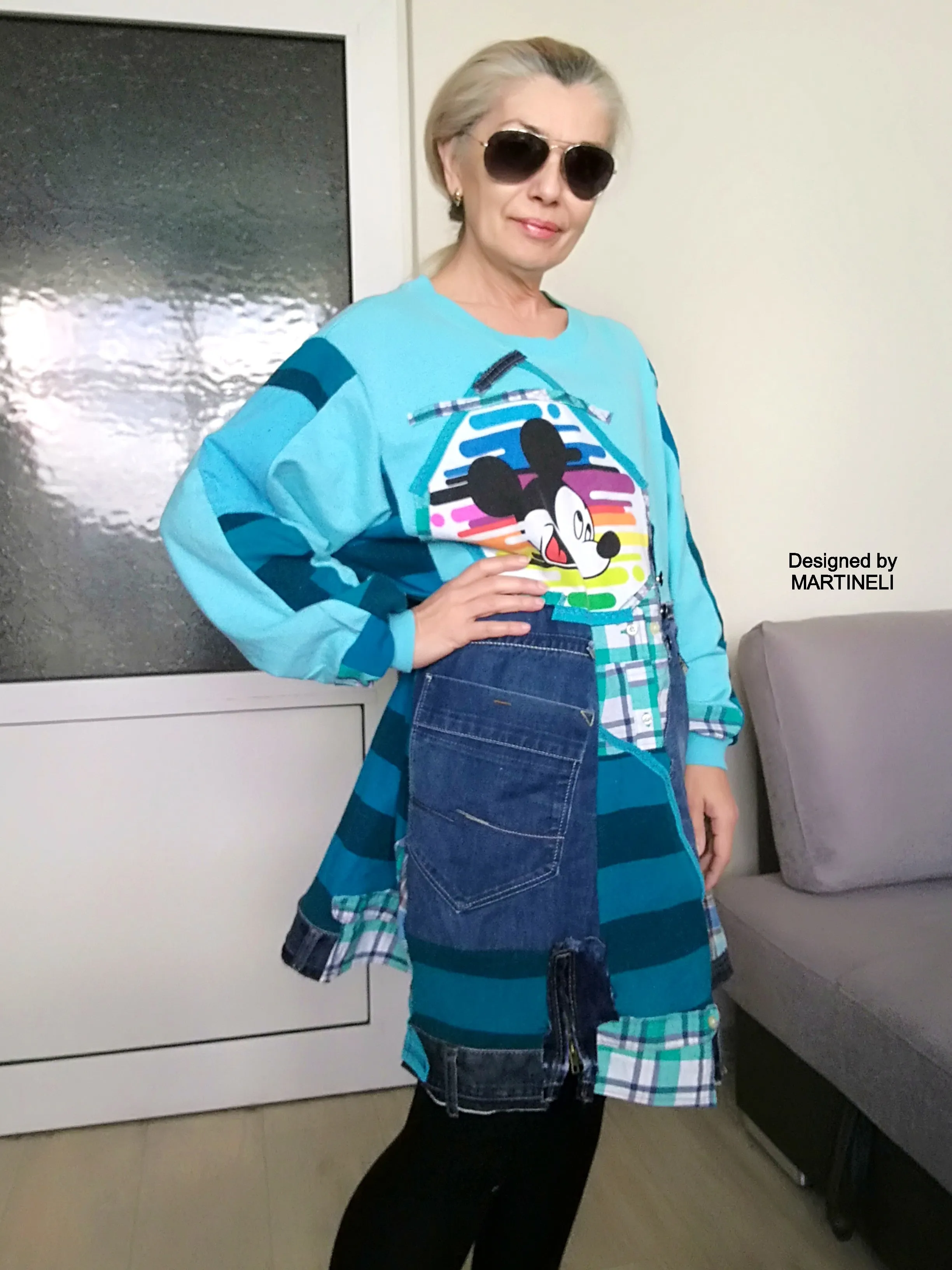 PLUS SIZE MICKEY MOUSE SWEATSHIRT DRESS 3X BOHO DENIM OUTFITS
