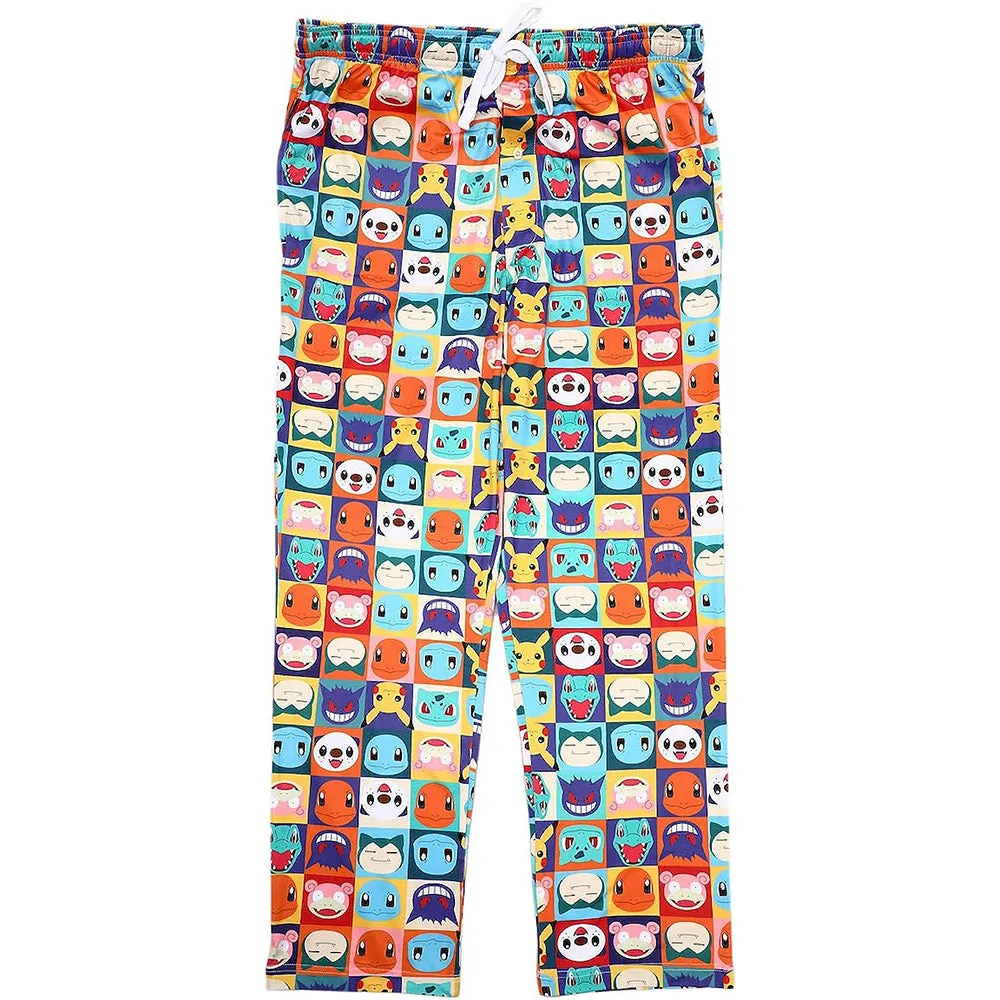 Pokemon Faces All Over Sleep Pajama Pants with Drawstring and Pockets