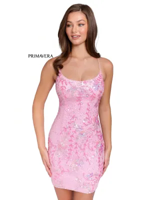 Primavera Couture 3816 Size 4 Pink Short Homecoming Dress Fitted Sequin Cocktail Dress