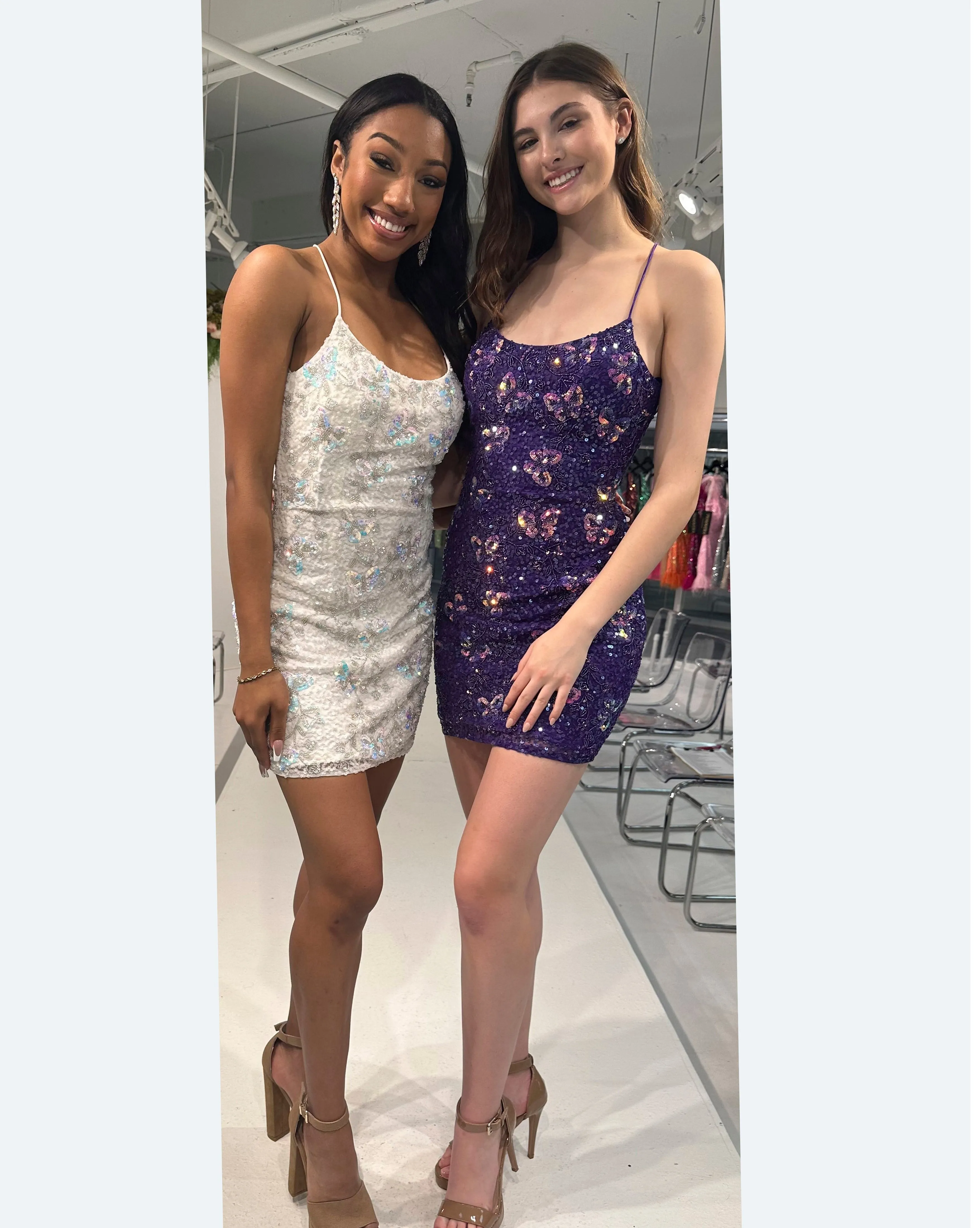 Primavera Couture 4051 Butterfly Cocktail Dress Design Open Tie Back Scoop Neck Fitted Homecoming Cocktail Short Dress