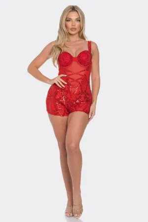 RHINESTONE/SEQUIN EMBELLISHED ROMPER (C56)