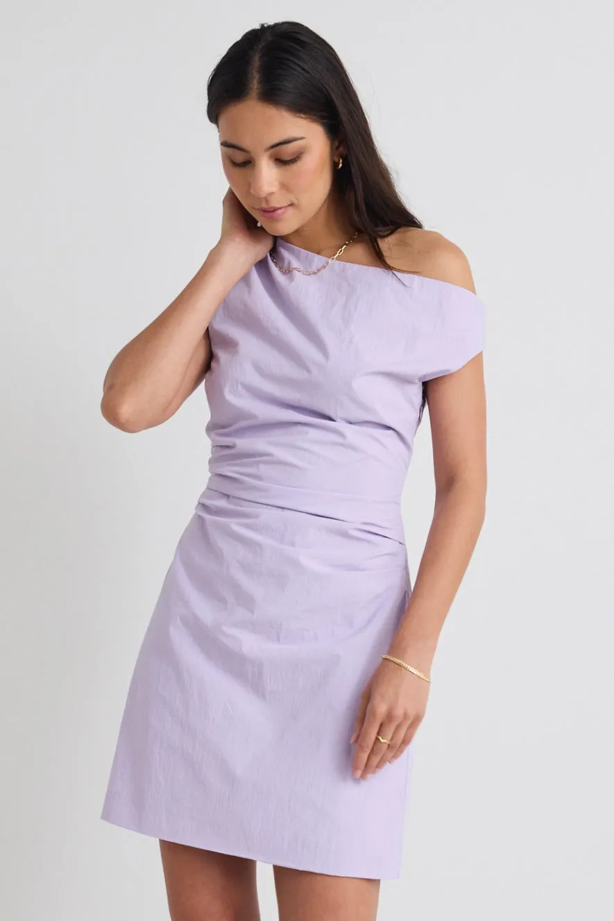 Secrets Lilac Off Shoulder Tuck Mini Dress