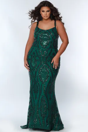 Sydney's Closet SC7332 Long Fitted Sequin Formal Plus Size Prom Dress Evening Gown SC 7332