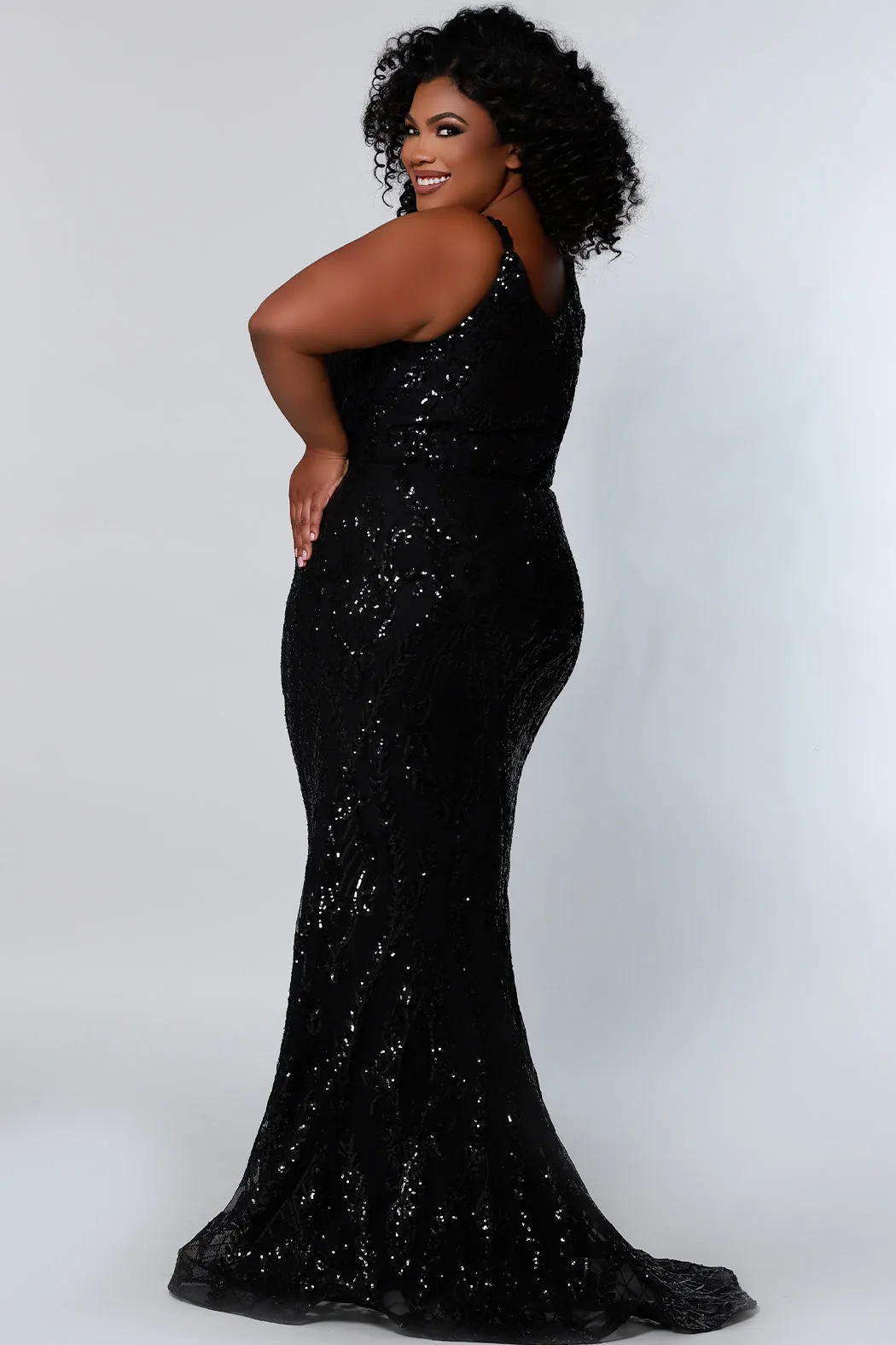 Sydney's Closet SC7332 Long Fitted Sequin Formal Plus Size Prom Dress Evening Gown SC 7332