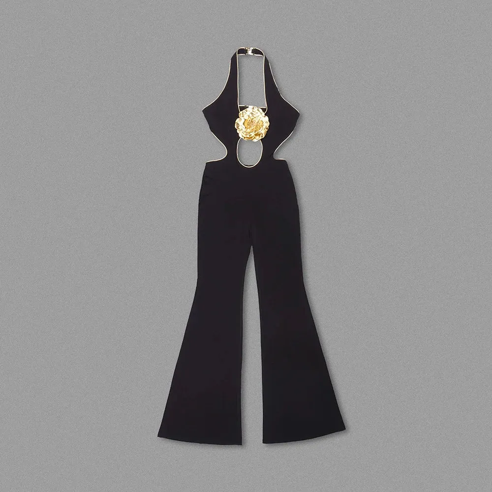 Trend4us Women's Edgy Cutout Halter Jumpsuit