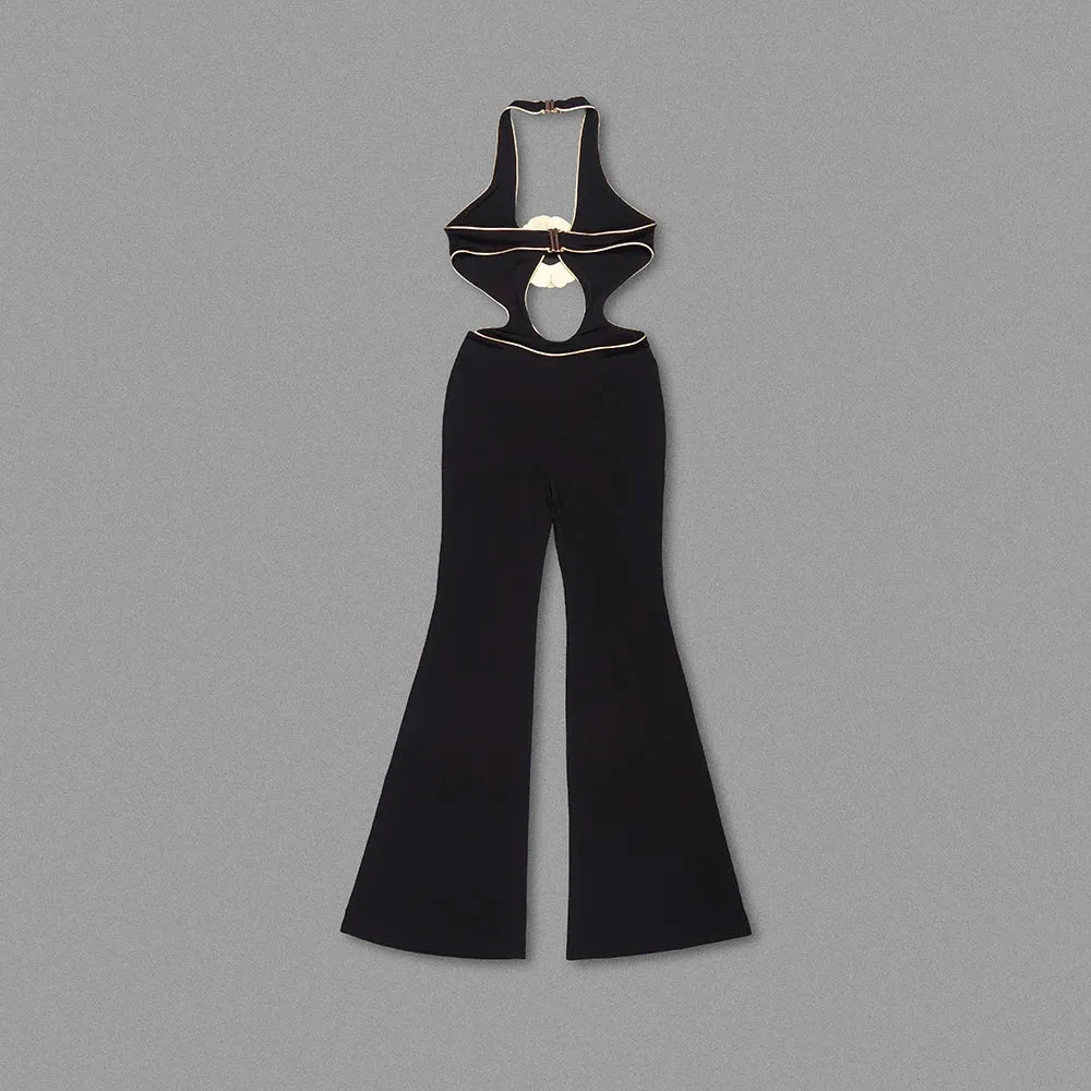 Trend4us Women's Edgy Cutout Halter Jumpsuit