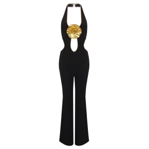 Trend4us Women's Edgy Cutout Halter Jumpsuit