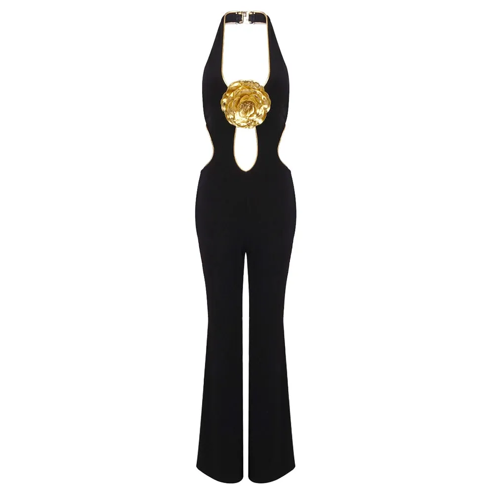 Trend4us Women's Edgy Cutout Halter Jumpsuit