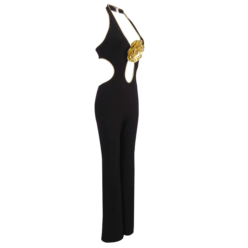 Trend4us Women's Edgy Cutout Halter Jumpsuit